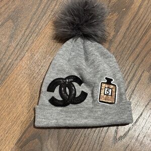 Gray Pom-Pom Kids Beanie